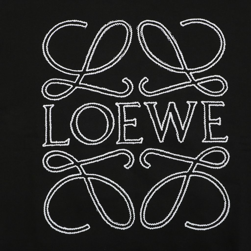 LOEWE large openwork flower logo embroidered crew neck sweatshirt 400g combed cotton dimensional embroidery relaxed fit sizes S-XL