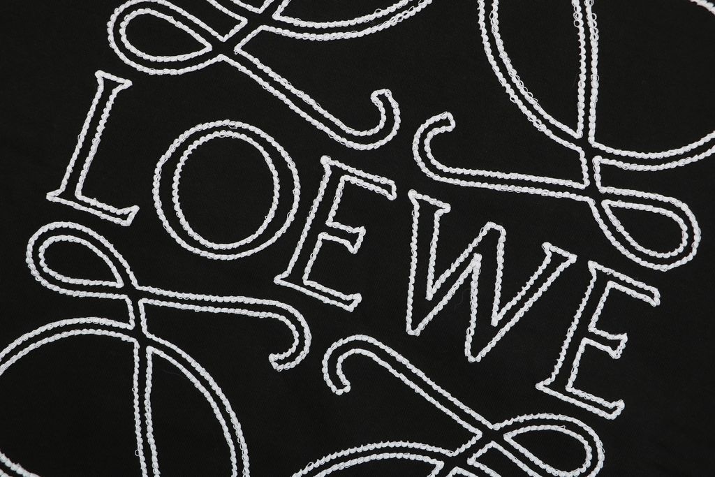 LOEWE large openwork flower logo embroidered crew neck sweatshirt 400g combed cotton dimensional embroidery relaxed fit sizes S-XL