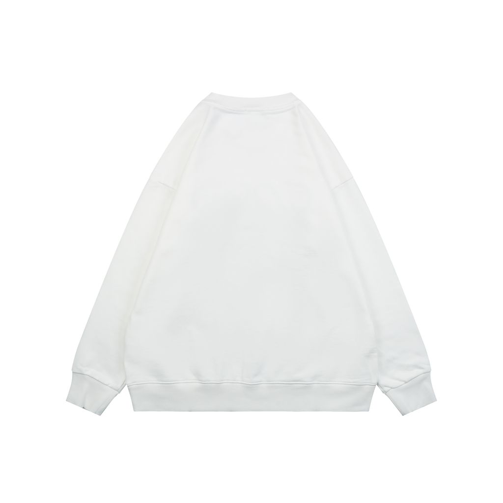 LOEWE large openwork flower logo embroidered crew neck sweatshirt white 400g combed cotton dimensional embroidery relaxed fit sizes S-XL