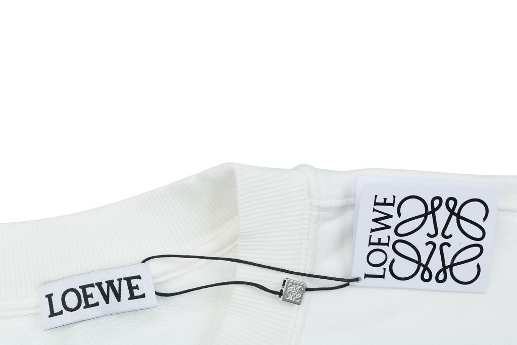 LOEWE large openwork flower logo embroidered crew neck sweatshirt white 400g combed cotton dimensional embroidery relaxed fit sizes S-XL