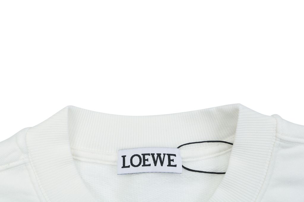 LOEWE large openwork flower logo embroidered crew neck sweatshirt white 400g combed cotton dimensional embroidery relaxed fit sizes S-XL