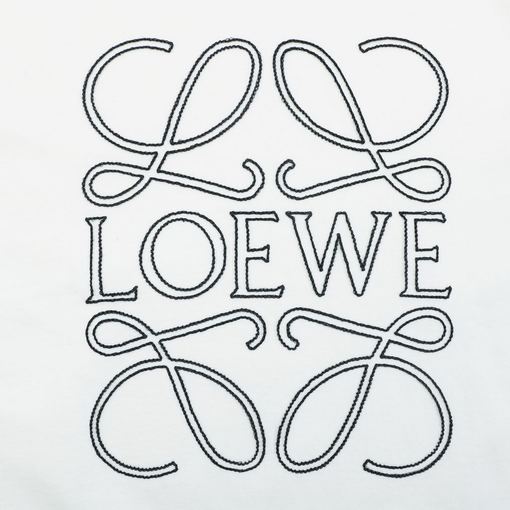 LOEWE large openwork flower logo embroidered crew neck sweatshirt white 400g combed cotton dimensional embroidery relaxed fit sizes S-XL