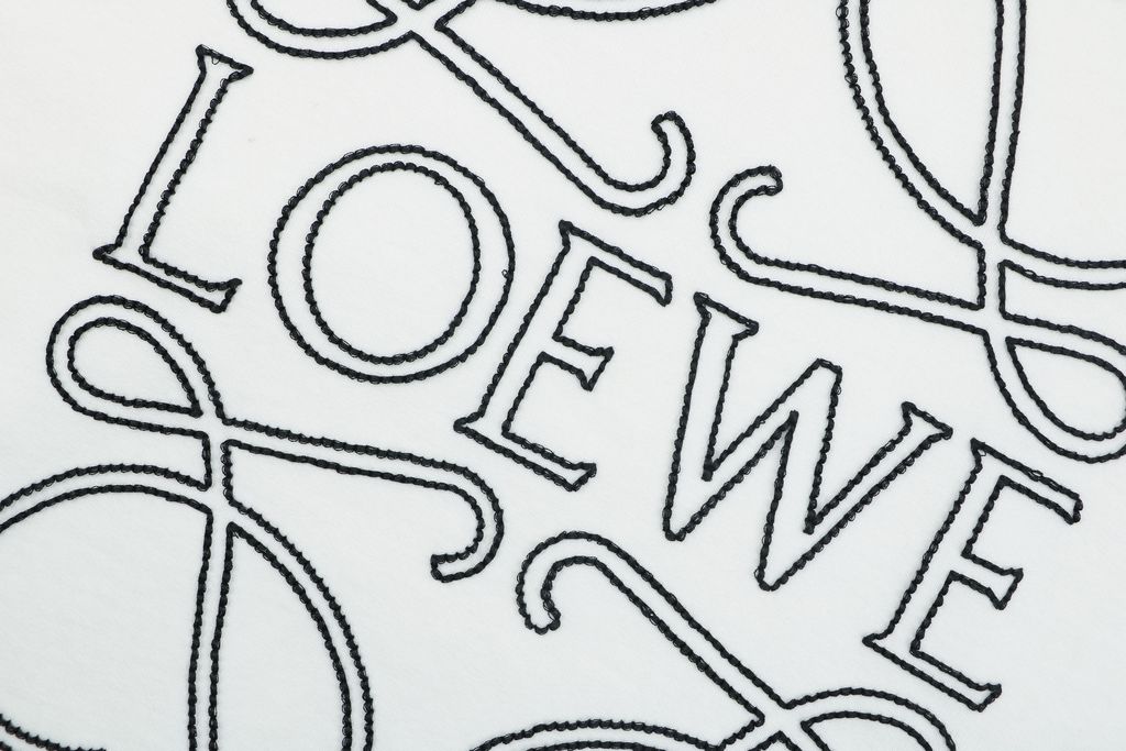 LOEWE large openwork flower logo embroidered crew neck sweatshirt white 400g combed cotton dimensional embroidery relaxed fit sizes S-XL