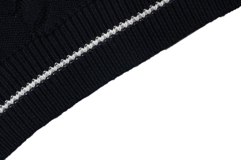 Louis Vuitton right side Monogram letter V neck sweater silk cotton blend knit contrast chest embroidered small logo garment washed sizes S-XL
