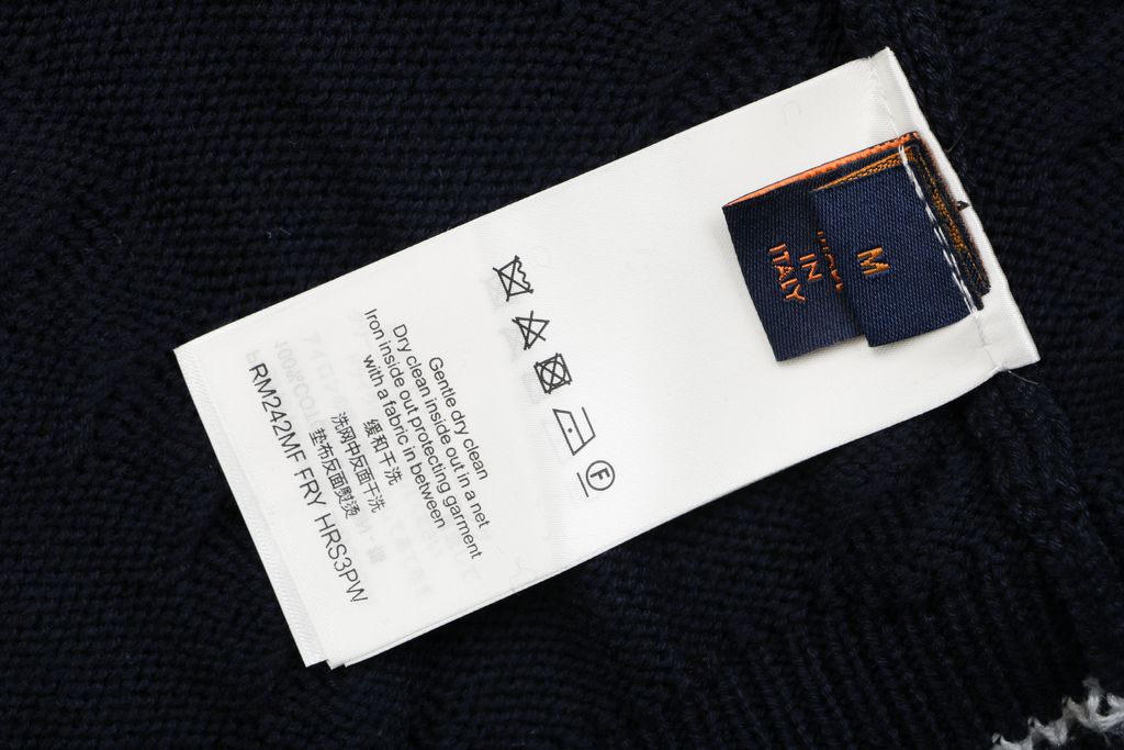 Louis Vuitton right side Monogram letter V neck sweater silk cotton blend knit contrast chest embroidered small logo garment washed sizes S-XL