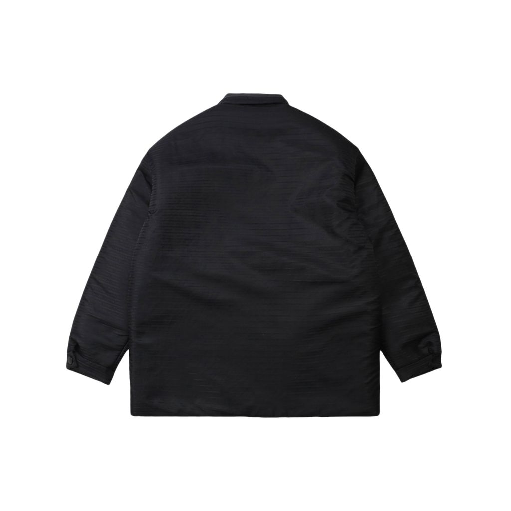 Prada triangle badge jacquard padded jacket recycled nylon logo fabric high density rayon lining 80g insulation custom hardware oversized fit sizes S-XL