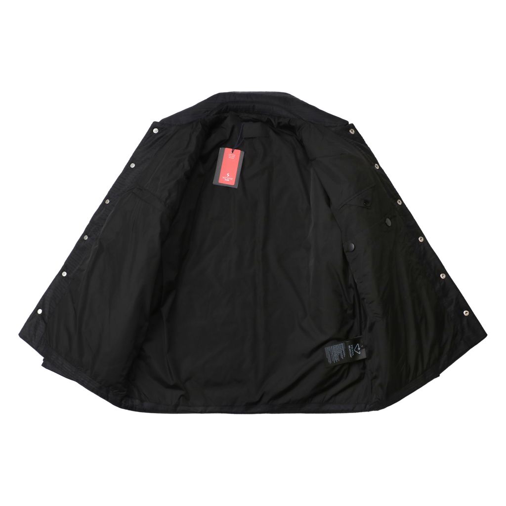 Prada triangle badge jacquard padded jacket recycled nylon logo fabric high density rayon lining 80g insulation custom hardware oversized fit sizes S-XL