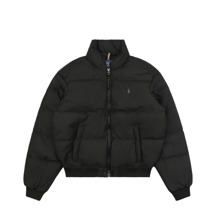 Ralph Lauren X12 black grey Pony logo down jacket 90 white duck down 180g plus fill windowpane textured polyester Barudan embroidery unisex sizes S-XXL