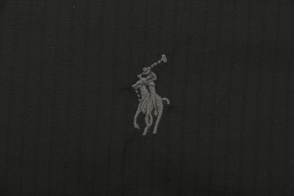 Ralph Lauren X12 black grey Pony logo down jacket 90 white duck down 180g plus fill windowpane textured polyester Barudan embroidery unisex sizes S-XXL