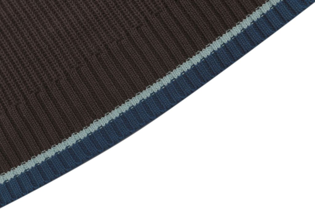 Moncler brown hybrid down jacket rib knit sleeves high neck blue green striped cuffs sleeve pocket badge large check patchwork sizes M-3XL