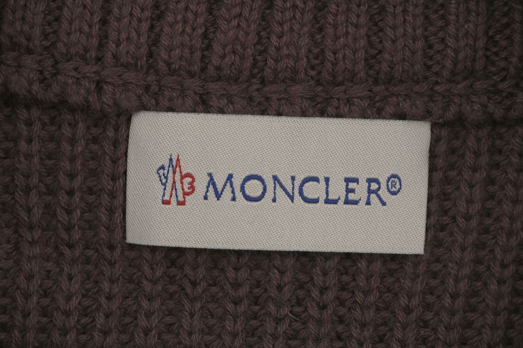 Moncler brown hybrid down jacket rib knit sleeves high neck blue green striped cuffs sleeve pocket badge large check patchwork sizes M-3XL