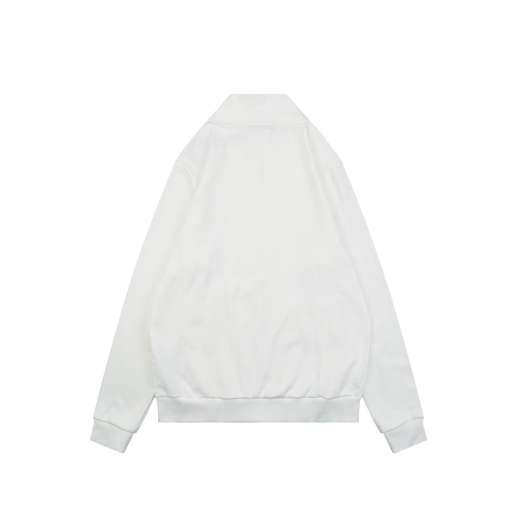Prada red stripe silicone logo high neck jacket soft cotton fabric relaxed unisex fit two side pockets sizes S-XL