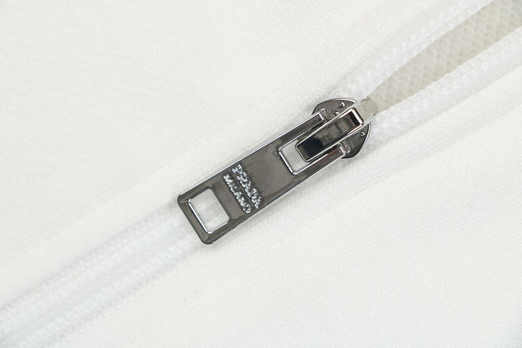 Prada red stripe silicone logo high neck jacket soft cotton fabric relaxed unisex fit two side pockets sizes S-XL