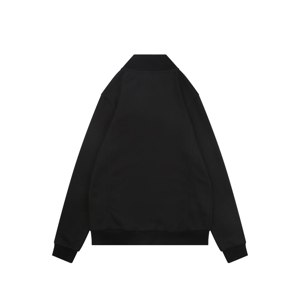 Prada black red stripe silicone logo high neck jacket soft cotton fabric relaxed unisex fit two side pockets sizes S-XL