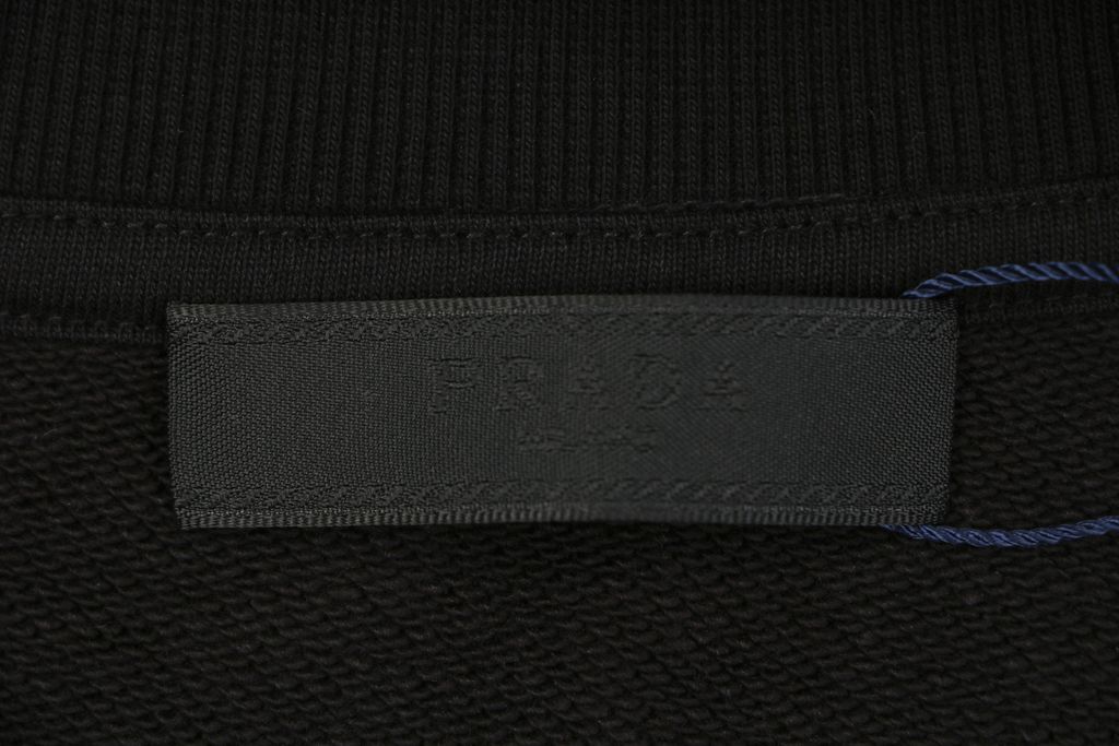 Prada black red stripe silicone logo high neck jacket soft cotton fabric relaxed unisex fit two side pockets sizes S-XL