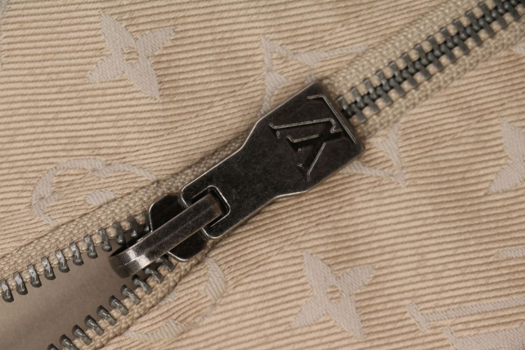 Louis Vuitton small logo Monogram diamond reversible jacket 75D polyester nylon cotton blend jacquard embossed PU leather collar relaxed fit sizes 46 48 50 52