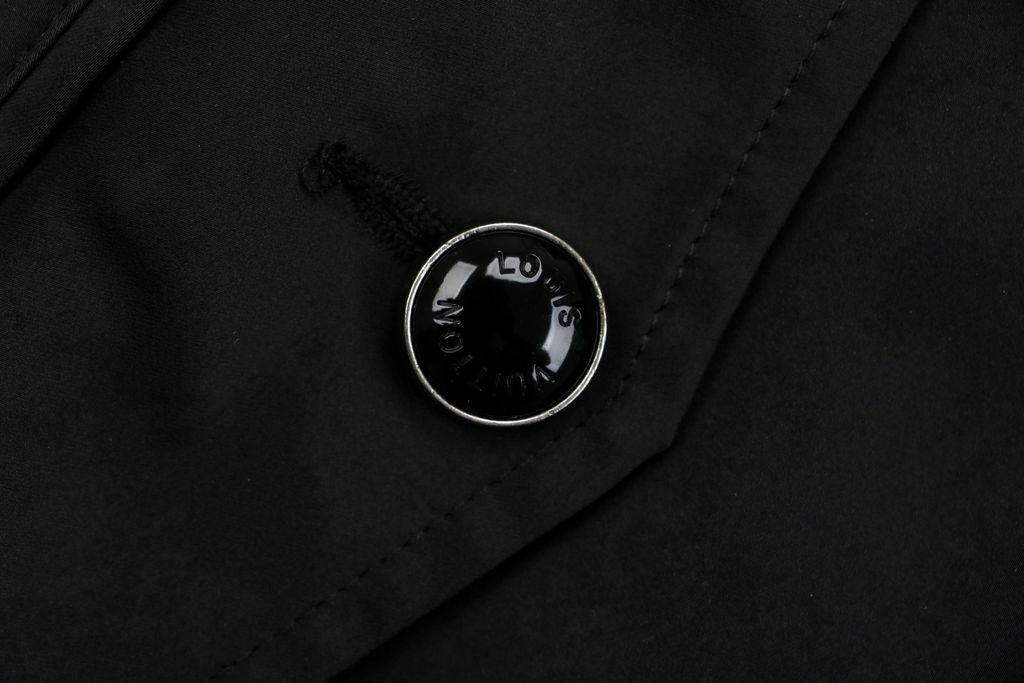 Louis Vuitton black small logo Monogram diamond reversible jacket 75D polyester nylon cotton blend jacquard embossed PU leather collar relaxed fit sizes 46 48 50 52