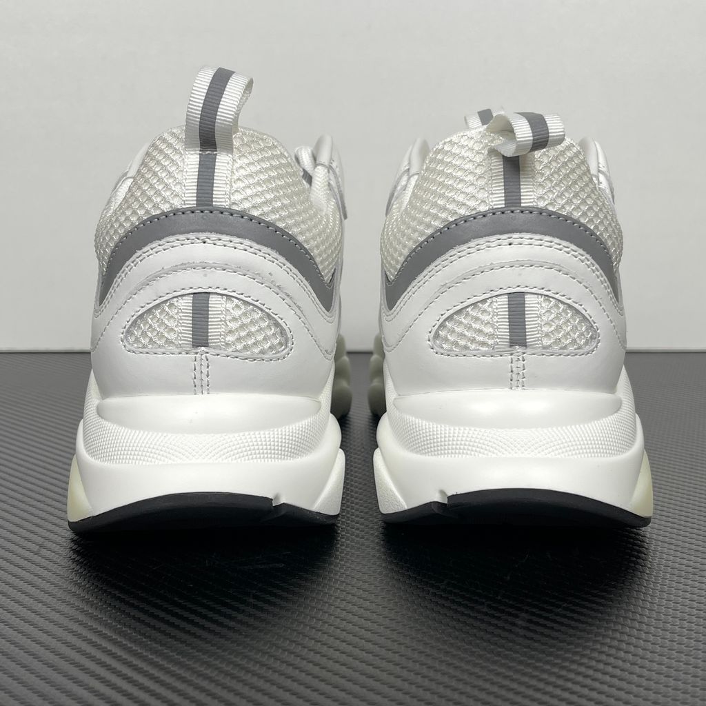Dior B22 White Silver Technical Mesh Calfskin Sneakers
