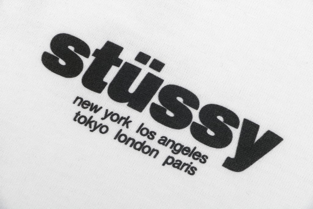 Stussy white red dice print long sleeve T-shirt 230gsm combed cotton two-stage washed digital direct print relaxed fit sizes S-XL