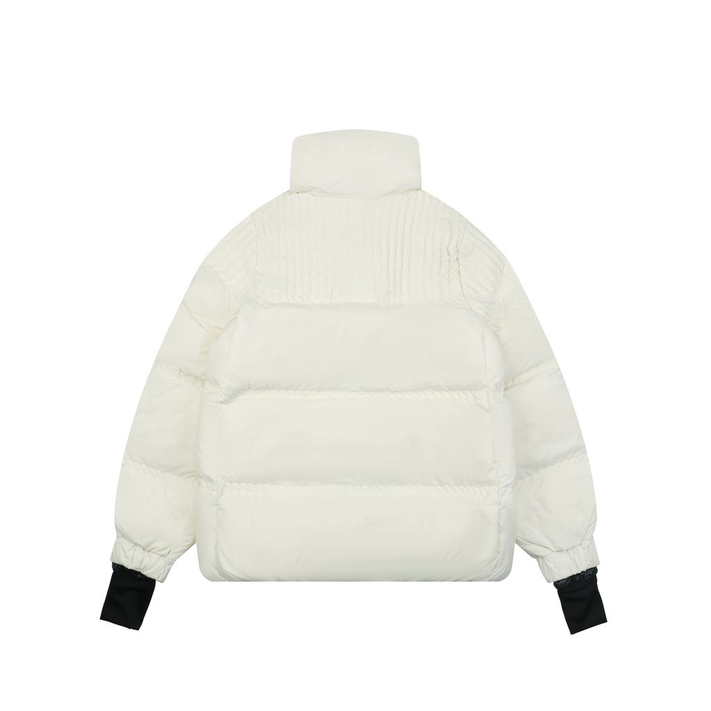 Moncler Anglin white women’s stand collar down ski jacket MX-046 90 white duck down ripstop nylon thumbhole cuffs zip pockets adjustable hem sizes 0 1 2 3