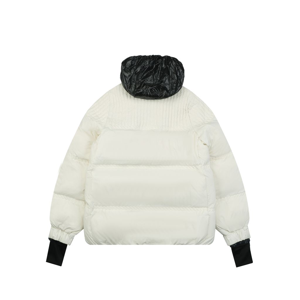 Moncler Anglin white women’s stand collar down ski jacket MX-046 90 white duck down ripstop nylon thumbhole cuffs zip pockets adjustable hem sizes 0 1 2 3