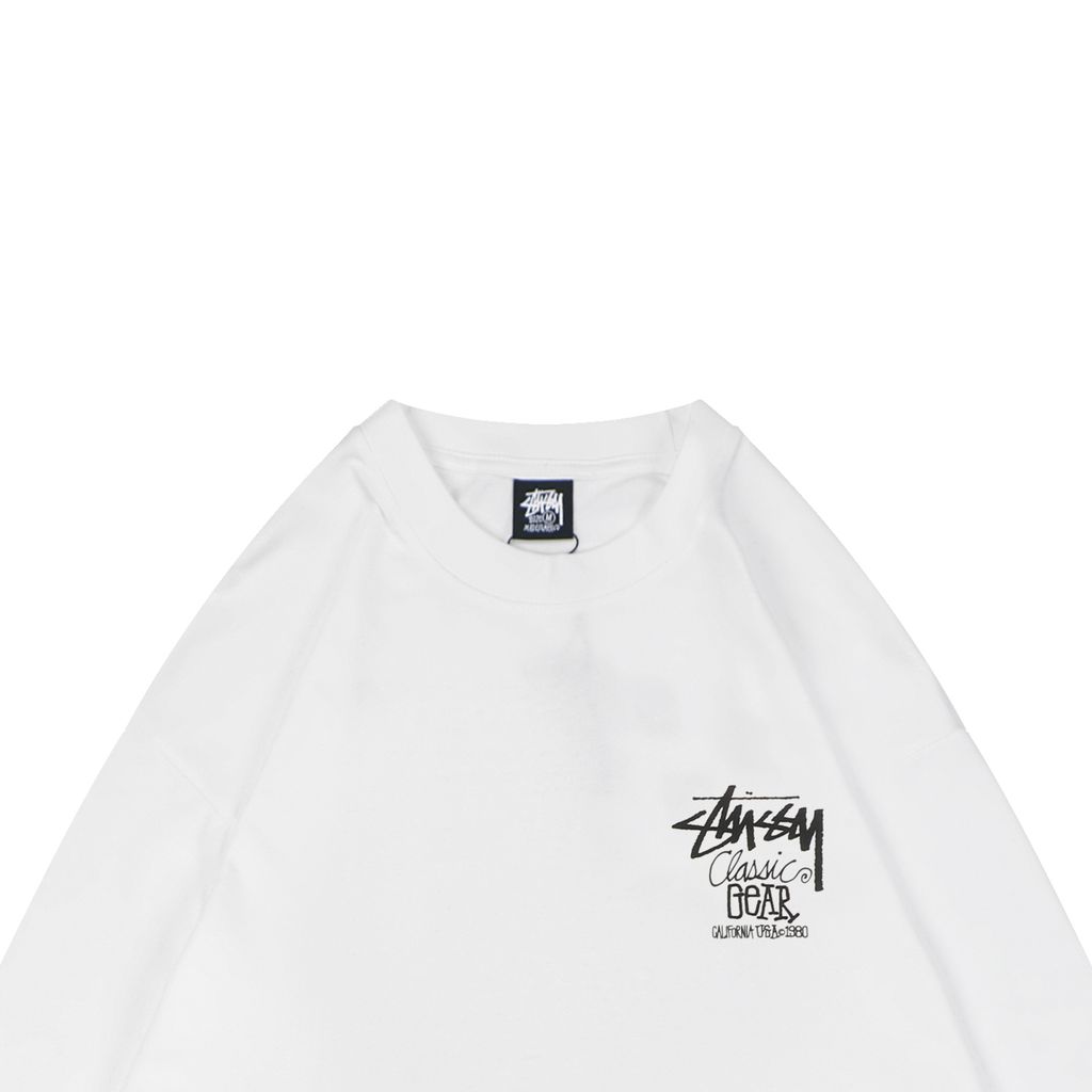 Stussy 1980 graffiti letter print long sleeve T-shirt 230gsm combed cotton two-stage washed digital direct print relaxed fit sizes S-XL