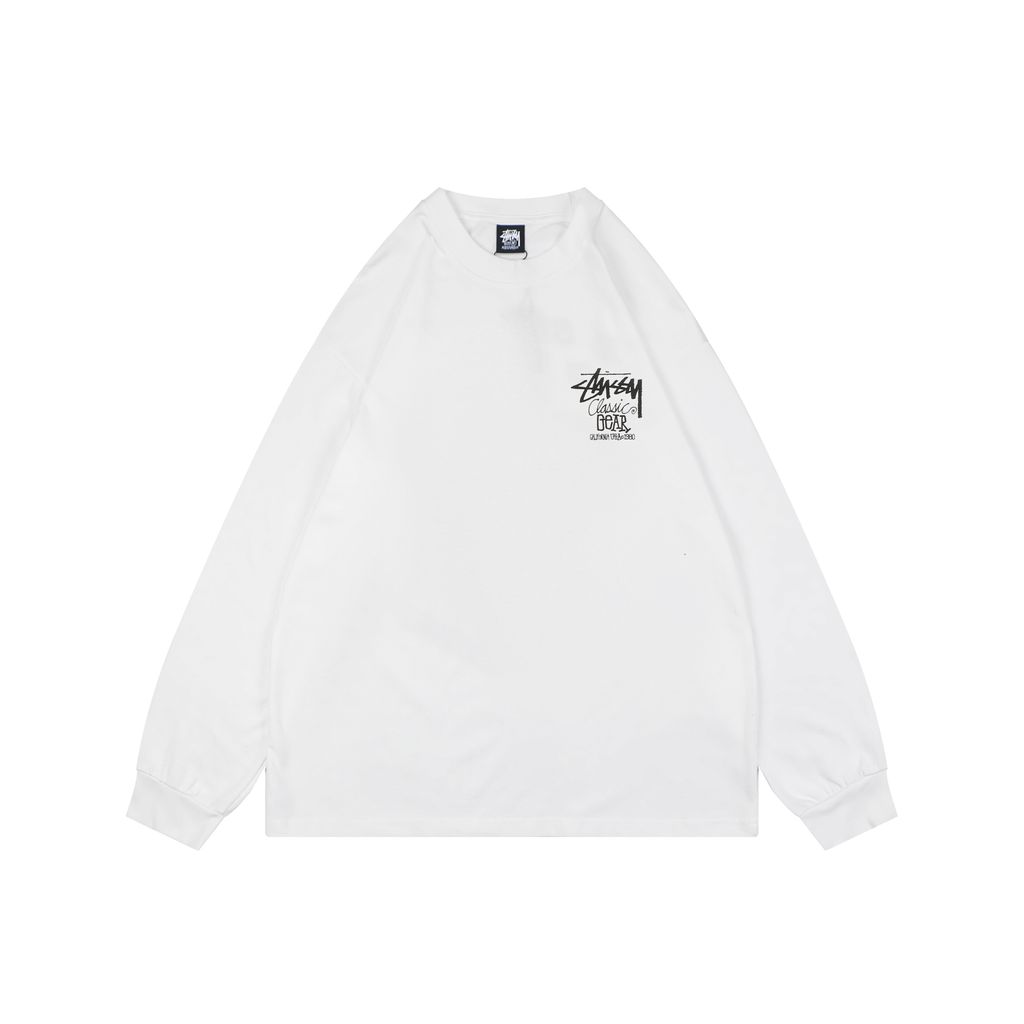 Stussy 1980 graffiti letter print long sleeve T-shirt 230gsm combed cotton two-stage washed digital direct print relaxed fit sizes S-XL