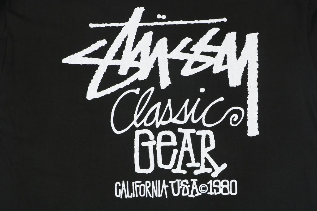 Stussy black 1980 graffiti letter print long sleeve T-shirt 230gsm combed cotton two-stage washed digital direct print relaxed fit sizes S-XL