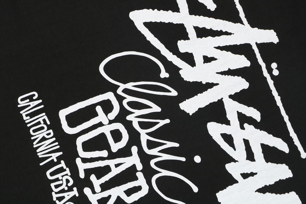 Stussy black 1980 graffiti letter print long sleeve T-shirt 230gsm combed cotton two-stage washed digital direct print relaxed fit sizes S-XL