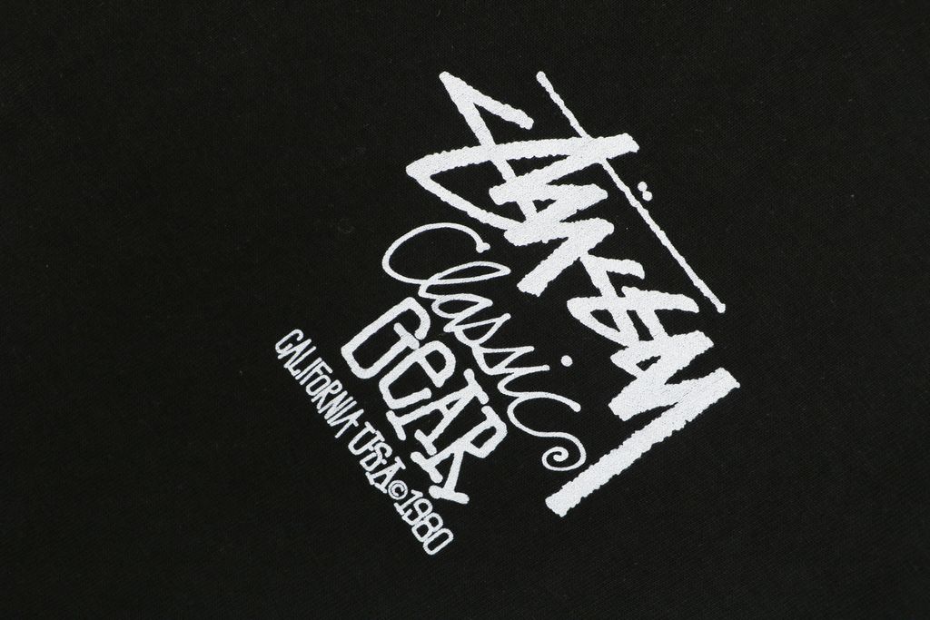 Stussy black 1980 graffiti letter print long sleeve T-shirt 230gsm combed cotton two-stage washed digital direct print relaxed fit sizes S-XL