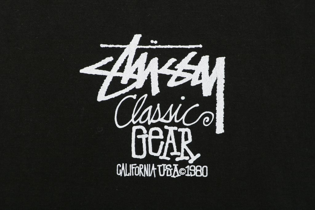 Stussy black 1980 graffiti letter print long sleeve T-shirt 230gsm combed cotton two-stage washed digital direct print relaxed fit sizes S-XL