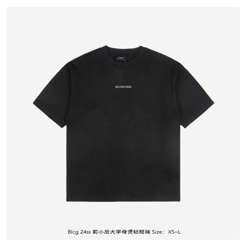 Balenciaga 24SS Letter Rhinestone T-Shirt | Front & Back