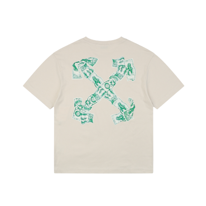 Off-White 25SS Dollar Arrow print T-shirt 280g custom dyed fabric vintage washed Mimaki heat transfer print relaxed unisex short sleeve tee sizes XS-L