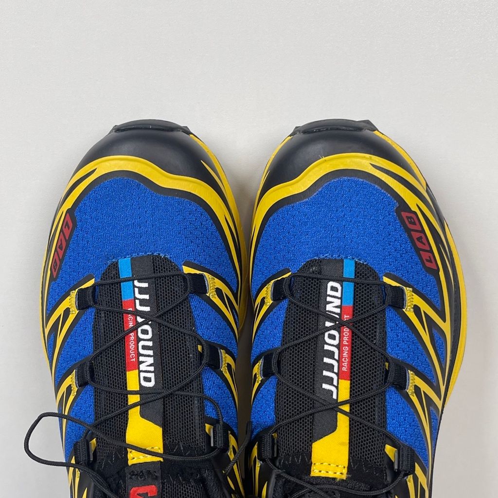 Salomon x JJJJound XT-6 top view showing mesh and suede upper