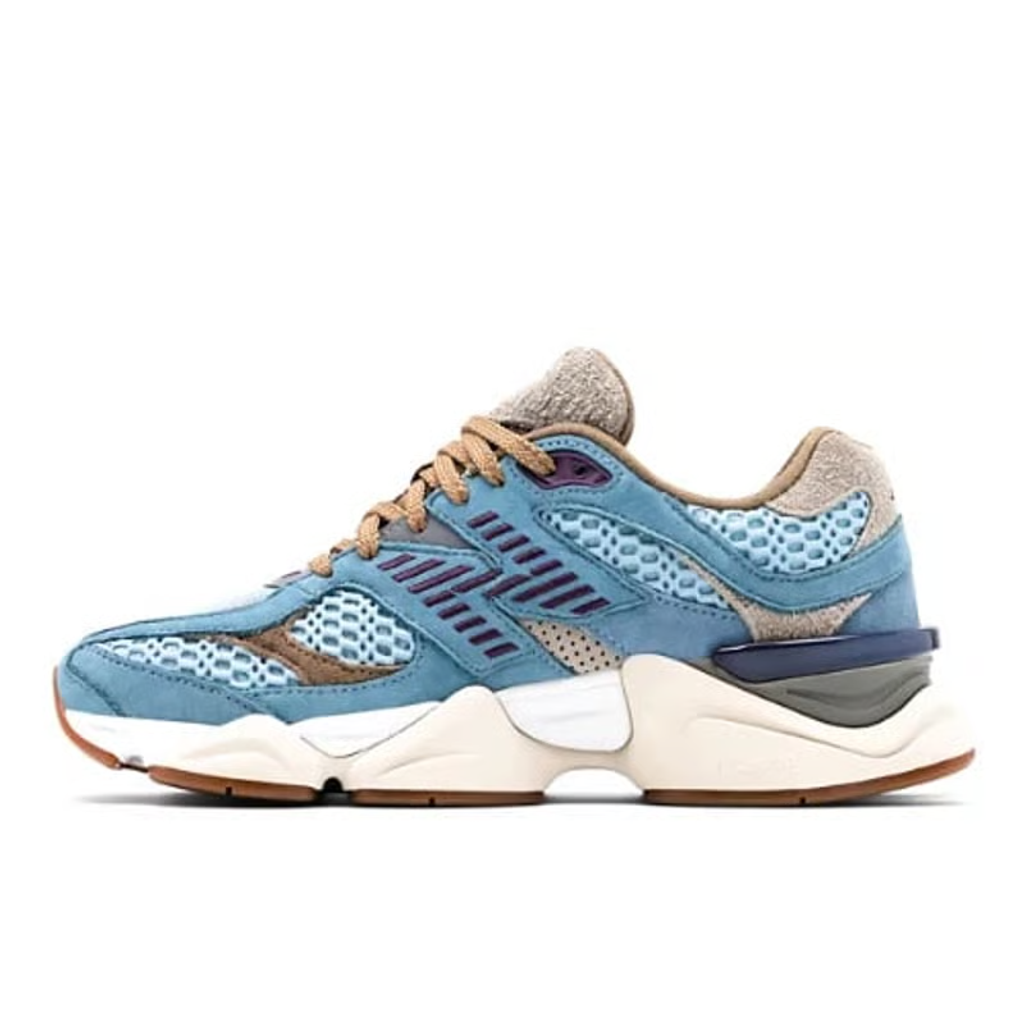 New Balance 9060 blue chunky sole sneakers side profile