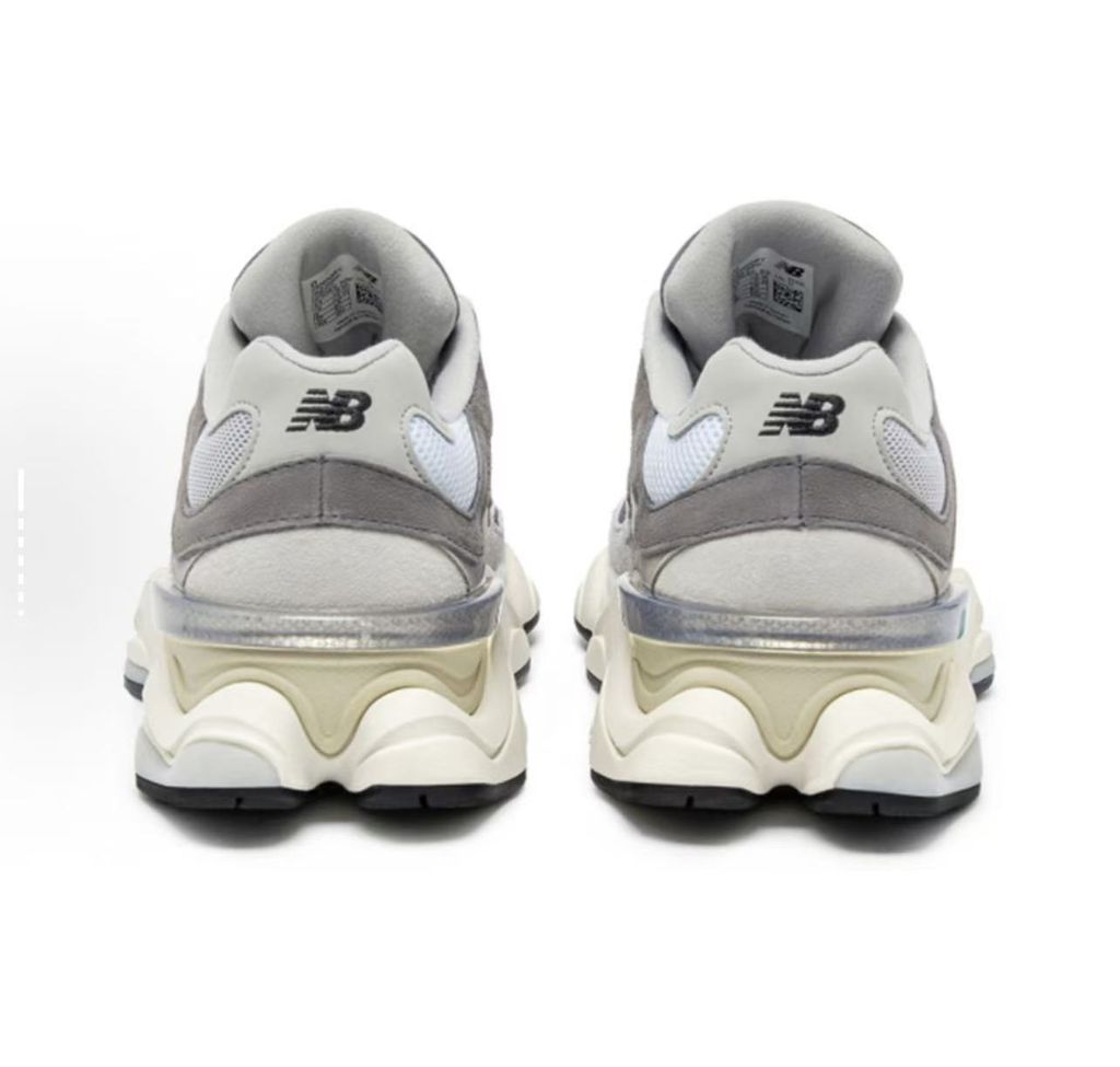 New Balance 9060 Rain Cloud heel view showing back design