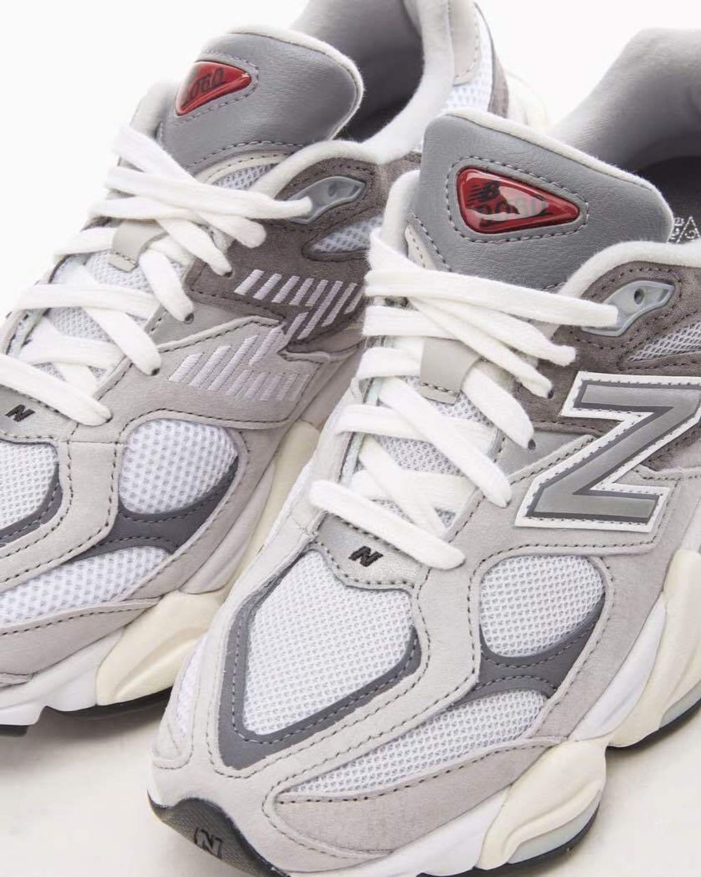 New Balance 9060 upper detail with lace and logo design