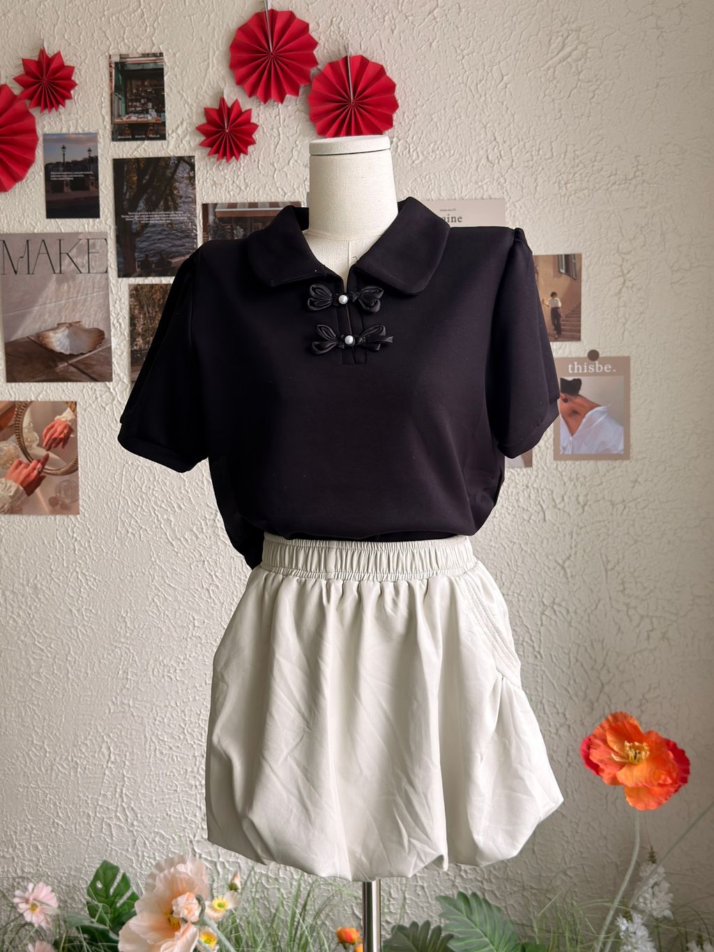 法式双结心语上衣 1.0