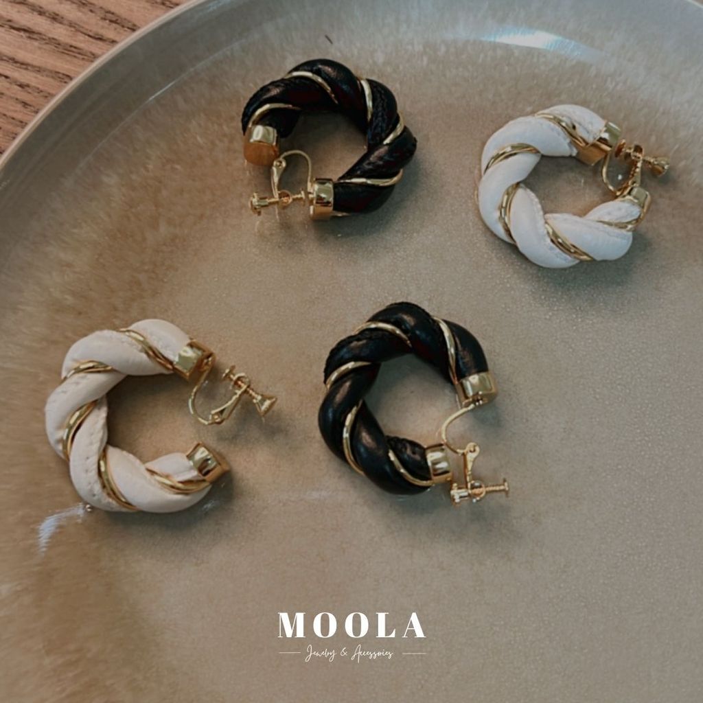 小羊皮編織耳夾1