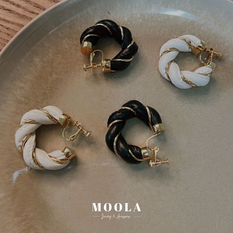 小羊皮編織耳夾1