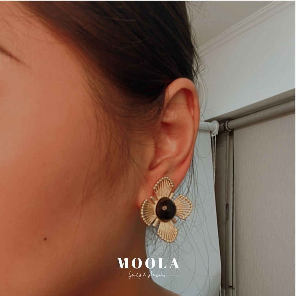 黑瑪瑙大花耳夾3