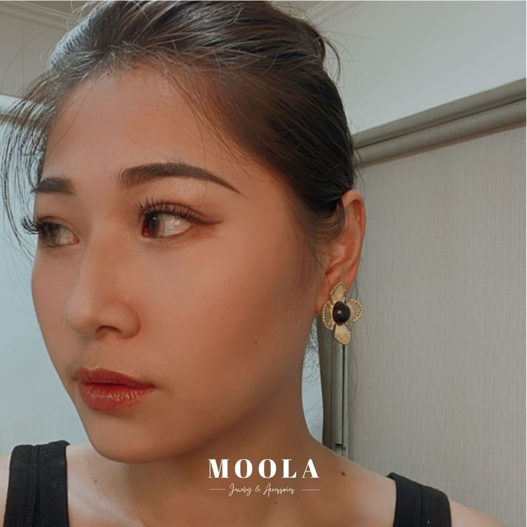 黑瑪瑙大花耳夾4