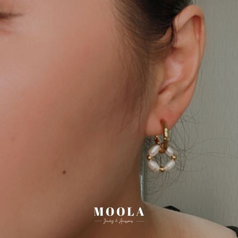 天然珍珠花圈耳扣2