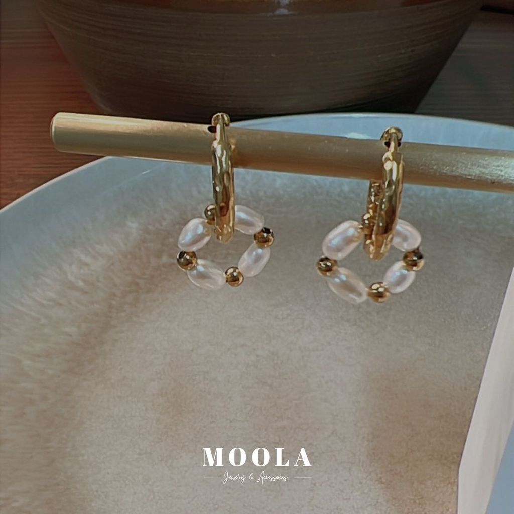 天然珍珠花圈耳扣1