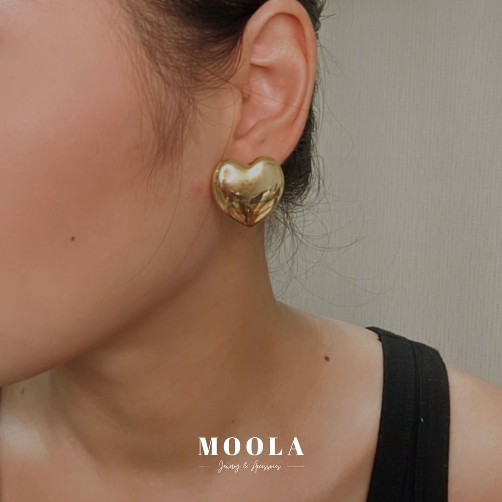 光面大愛心耳環3