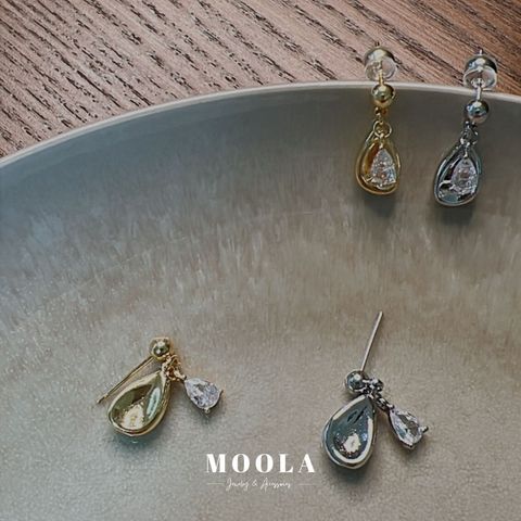 垂墜鋯石水滴耳環1