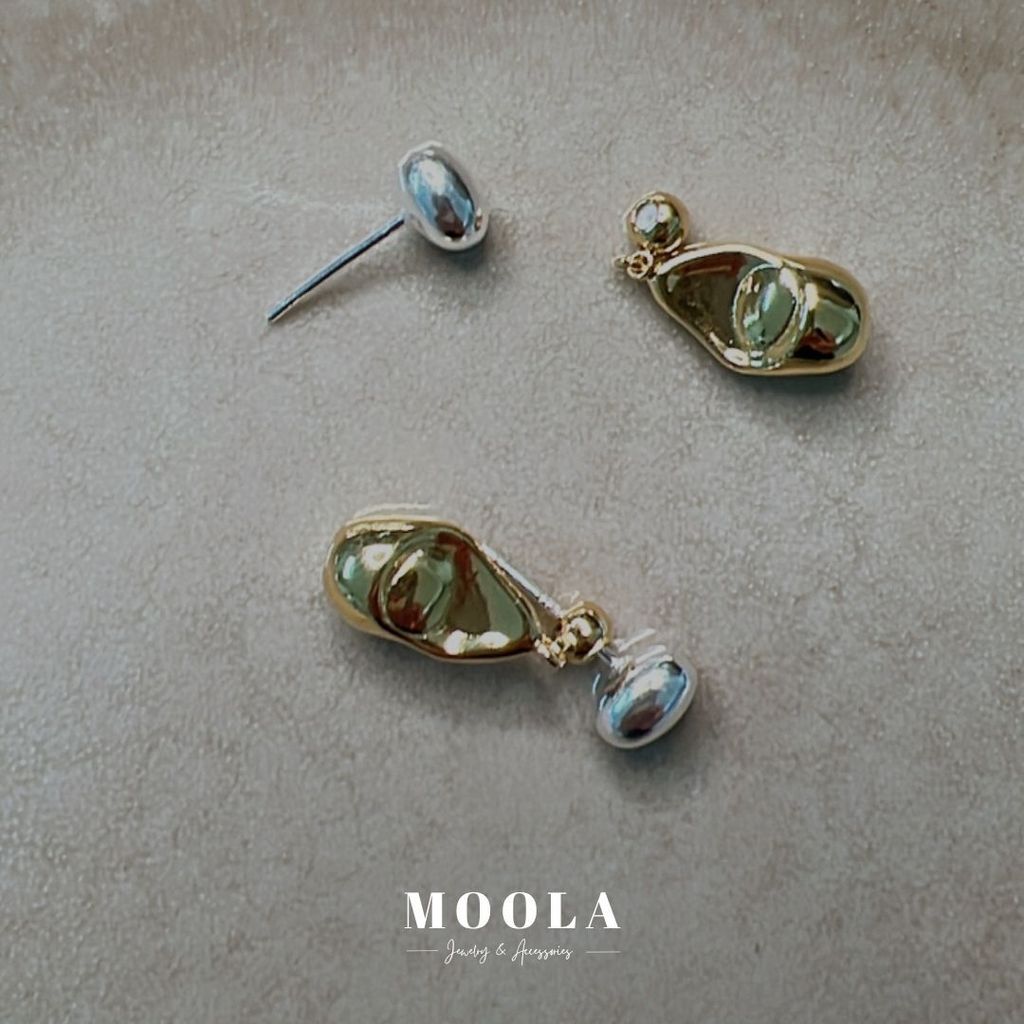 金銀水滴兩戴耳環2