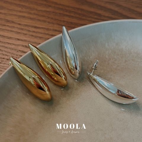 橄欖空心水滴耳環1