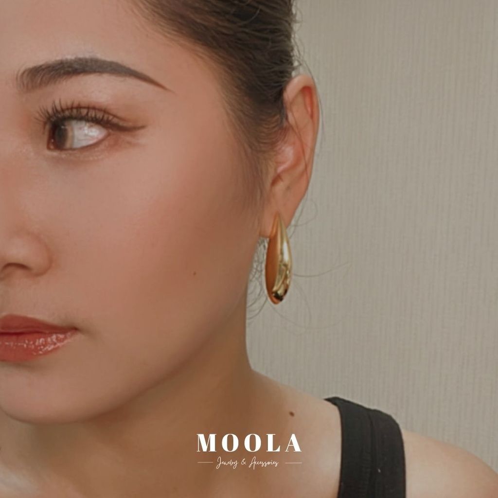 橄欖空心水滴耳環2