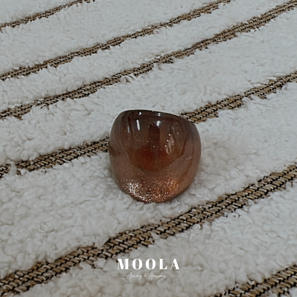 法國！咖啡色細閃戒指1